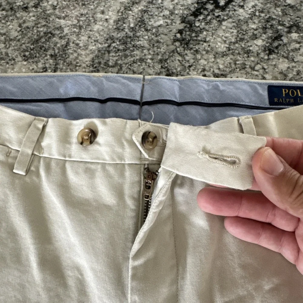 Polo Ralph Lauren Pants Mens 36x30 Cream Tan Chino Flat Front Stretch Slim Fit